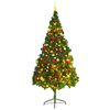 vidaXL Artificial Pre-lit Christmas Tree with Baubles Green 7 ft