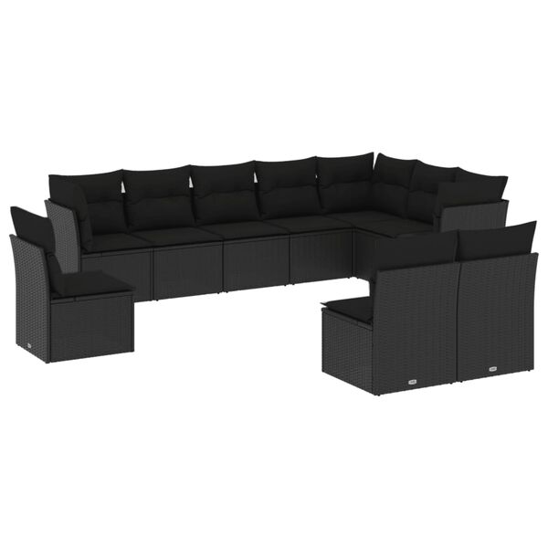 vidaXL Garden Sofa Set Black PE rattan Large Modular Garden Sofa Set
