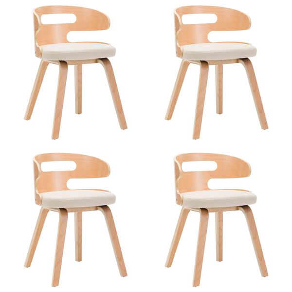 vidaXL Dining Chair Set of 4 Cream and light brown