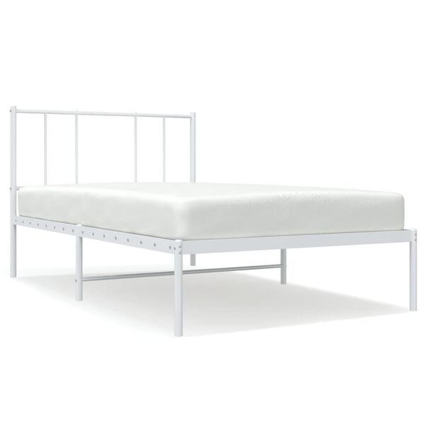 vidaXL Bed Frame White Powder-coated steel Twin Bed Frame Rectangular