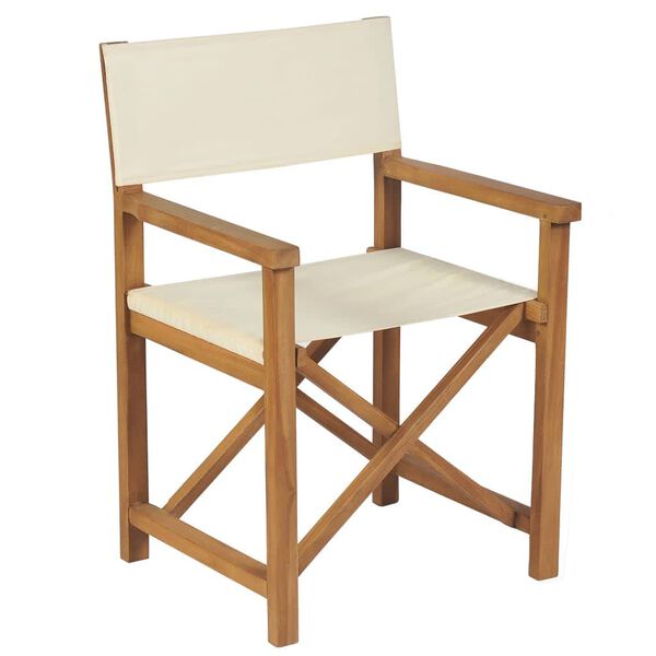vidaXL Director's Chair Set of 2 Cream Teak wood, Polyester fabric
