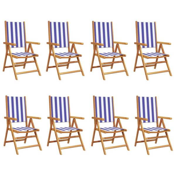 vidaXL Garden Chair Set of 8 Blue and White