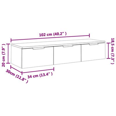 vidaXL Wall Cabinet Gray Sonoma 40.2"x11.8"x7.9" Engineered Wood