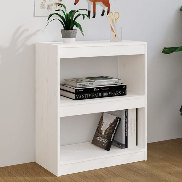vidaXL Book Cabinet White Solid pinewood Medium Book Cabinet