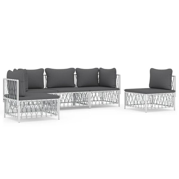 vidaXL Garden Lounge Set White, Dark Grey