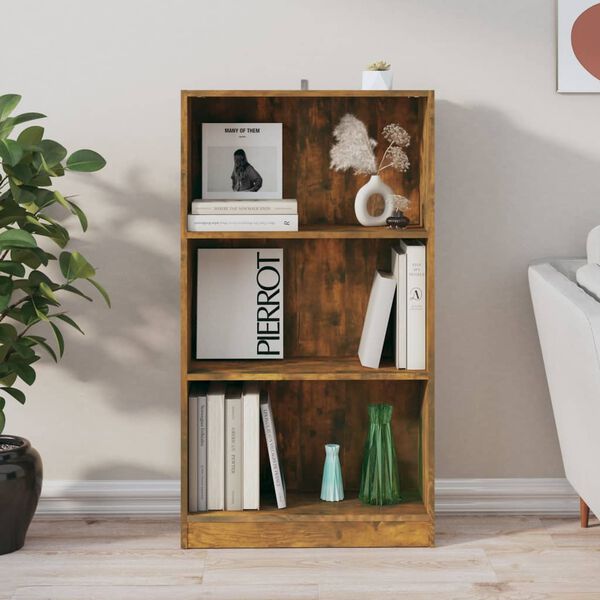 vidaXL Book Cabinet Smoked oak Engineered wood 23.6 x 9.4 x 42.9 in