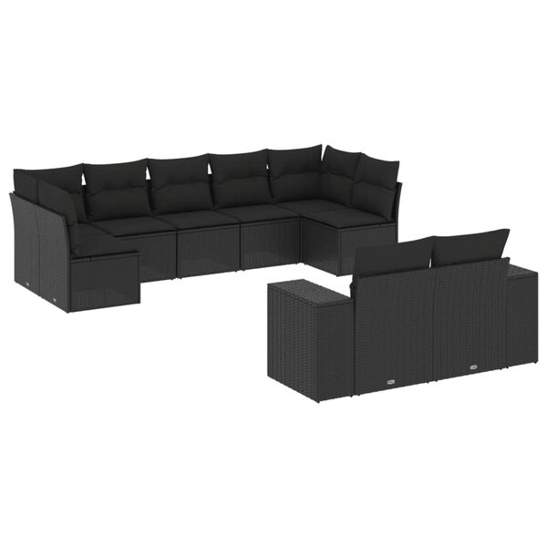 vidaXL Garden Sofa Set Black PE rattan Large Modular Garden Sofa Set