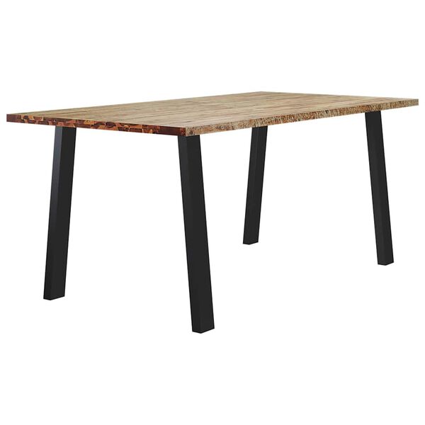 vidaXL Dining Table Natural brown top, black legs