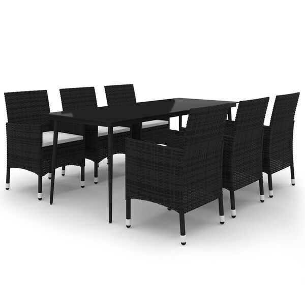 vidaXL Garden Dining Set Black, Cream White