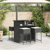 vidaXL 5 Piece Patio Bar Set with Cushions Black Poly Rattan