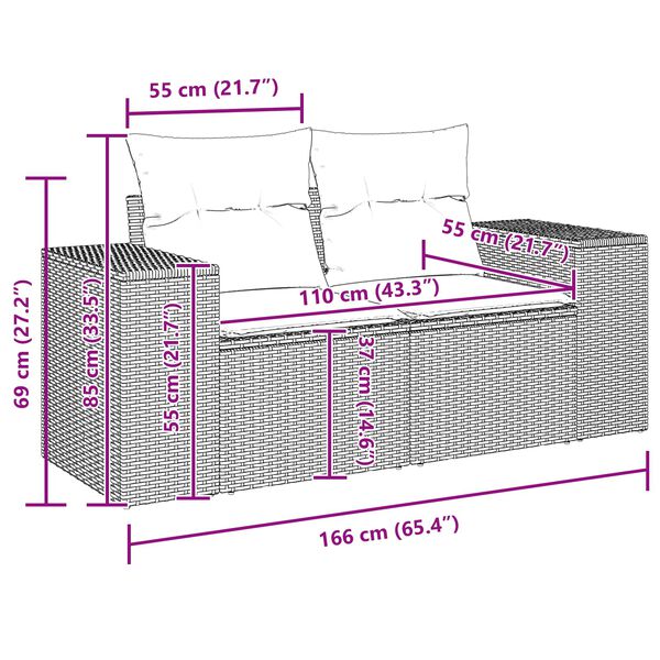 vidaXL Garden Sofa Set with Cushion 8 pcs Black Poly Rattan
