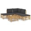 vidaXL Garden Lounge Set Dark Grey Bamboo and Polyester Medium Modular