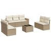 vidaXL Garden Sofa Set Beige PE rattan, powder-coated steel, tempered glass