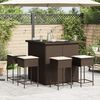 vidaXL Garden Bar Set Brown, Cream White PE Rattan, Steel, Polyester, Foam