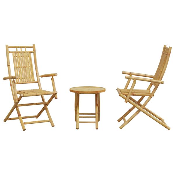 vidaXL Bistro Set Natural Bamboo Bamboo Compact Foldable Bistro Set