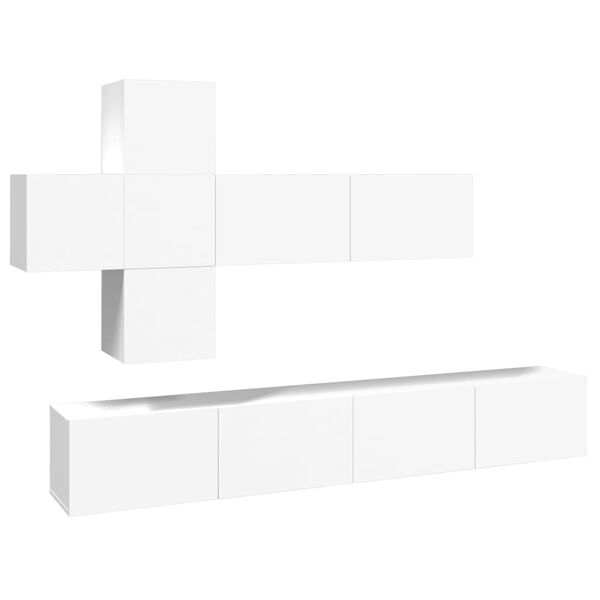 vidaXL TV Cabinet Set Set of 7 White Engineered Wood TV Stand