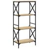 vidaXL Bookcase Sonoma Oak Engineered Wood, Metal 4-Tier Adjustable Feet