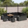 vidaXL Garden Sofa Set Height-Adjustable 12 pcs Black poly rattan