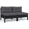 vidaXL Garden Lounge Set Black, Anthracite Solid pinewood, 100% polyester