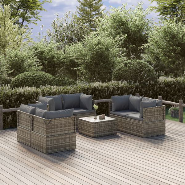 vidaXL Patio Lounge Set Adjustable Feet 7 Piece Lounge Set Rectangular
