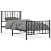 vidaXL Bed Frame Black Powder-Coated Steel Single Bed Frame