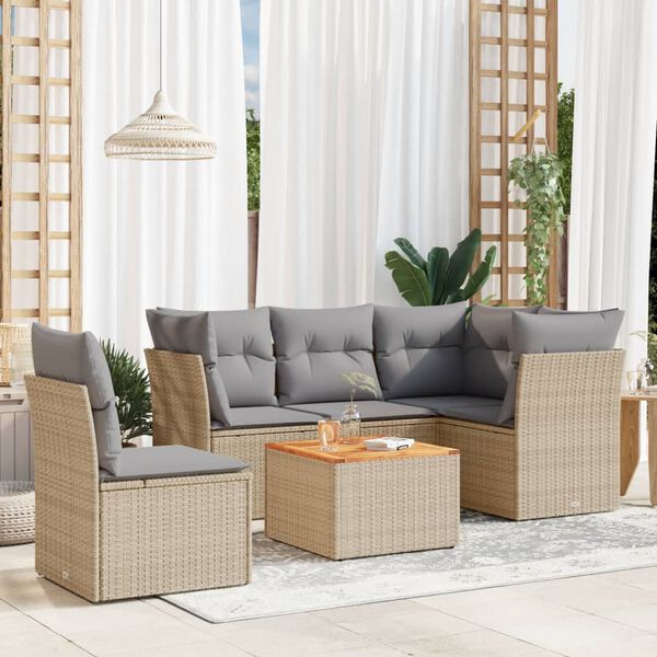 vidaXL Garden Sofa Set Beige and Brown