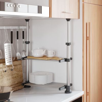 vidaXL Kitchen Shelf 19.7"x9.8"x(19.7"-27.6") Aluminum