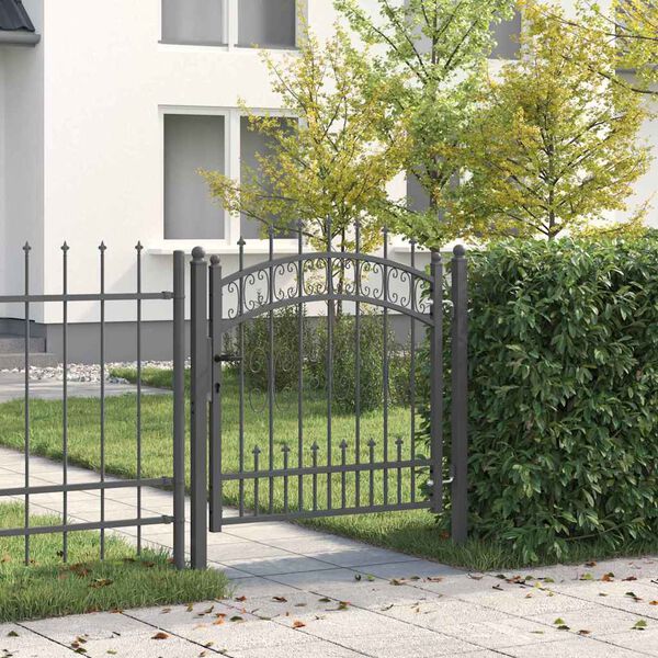 vidaXL Fence Gate with Spear Top Black 40.6" x 39.4" Powder-coated Steel