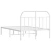 vidaXL Bed Frame White Powder-Coated Steel Full Bed Frame Rectangular
