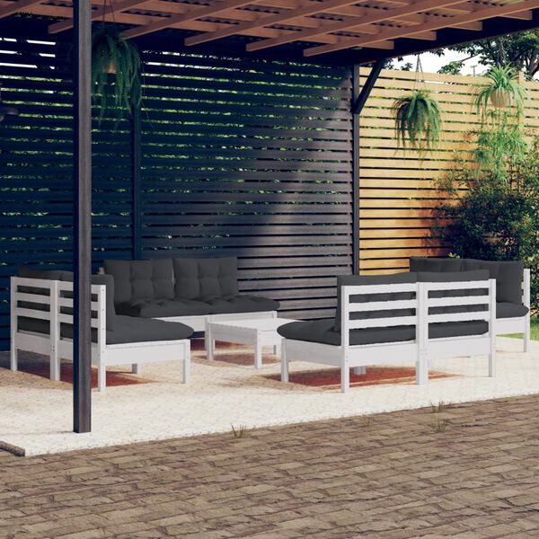 vidaXL Garden Lounge Set White, Anthracite