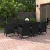 vidaXL Garden Dining Set Black PE rattan, steel, glass 9 Piece Durable