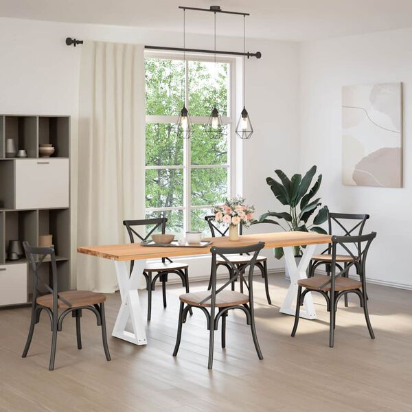 vidaXL Dining Table Leg White Powder-coated steel Adjustable