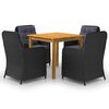 vidaXL Dining Set Black Solid Acacia Wood Compact Ergonomic Dining Set