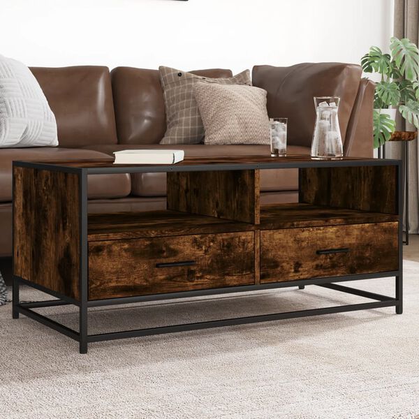 vidaXL Coffee Table Smoked oak Engineered wood, metal Medium