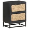 vidaXL Bedside Cabinet Black, Natural Solid Mango Wood, Iron, Jute