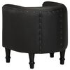 vidaXL Tub Chair Black Real goat leather, solid mango wood Small