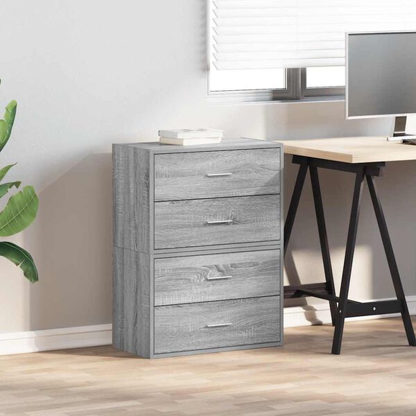 vidaXL Cabinet Set of 2 Grey Sonoma Engineered wood Small Cabinet