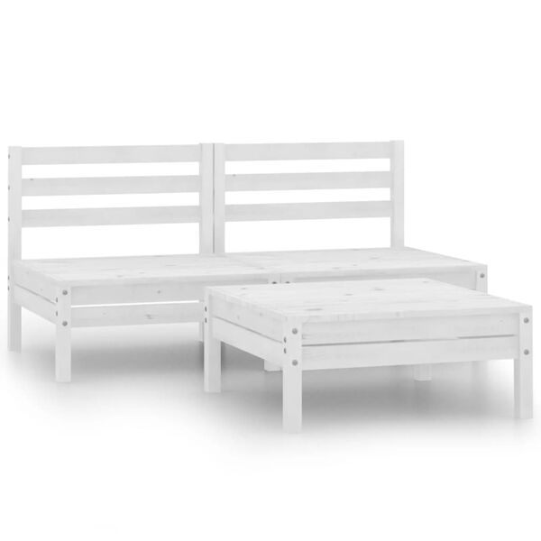 vidaXL Garden Lounge Set White Solid pine wood Medium Durable
