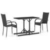 vidaXL Dining Set Black Polyethylene rattan, Powder-coated steel, Glass