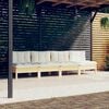 vidaXL 4-seater Garden Sofa Cream (cushions) and natural wood