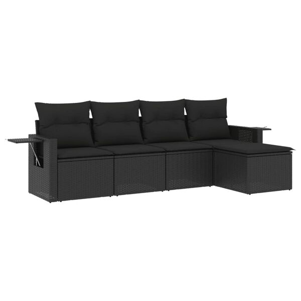 vidaXL Garden Sofa Set Black PE rattan, powder-coated steel Medium