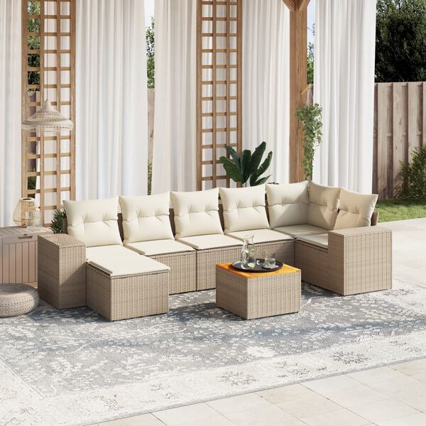 vidaXL Garden Sofa Set Beige PE rattan