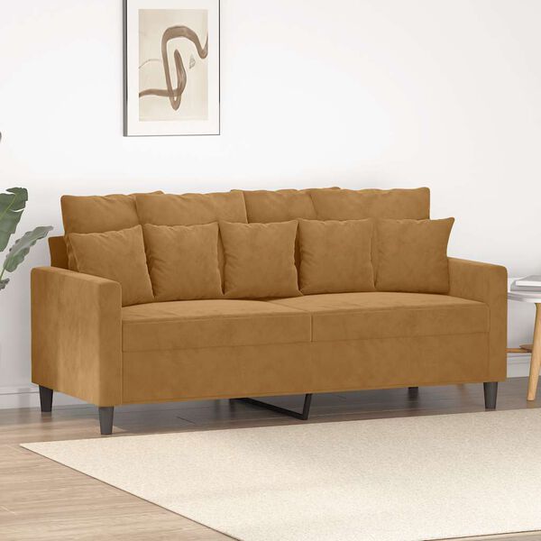 vidaXL 2-Seater Sofa Brown Velvet, Metal, Textilene, Foam Medium