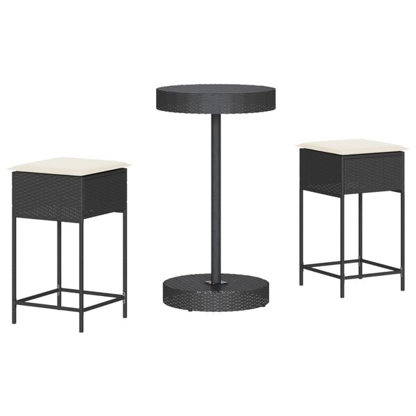 vidaXL Garden Bar Set Black, Cream White