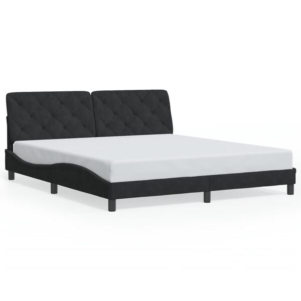 vidaXL Bed Frame Black Velvet 72 x 80 in Bed Frame Rectangular