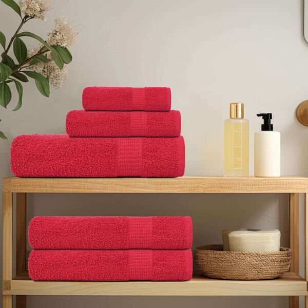 vidaXL Bath Towel Set of 10 Red 100% Cotton 39.4 x 59.1 in Durable