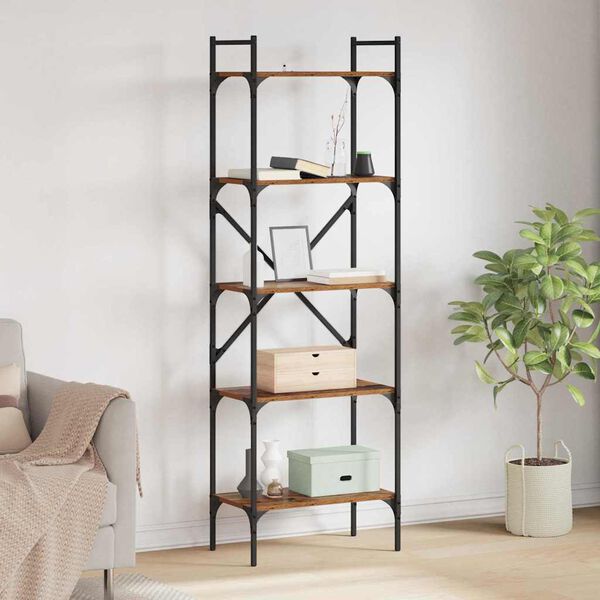 vidaXL Bookcase Old Wood 22.05 x 12.60 x 68.50 in Engineered Wood