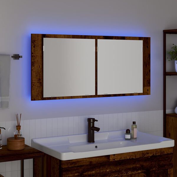 vidaXL LED Mirror Cabinet Old wood 100 x 12 x 45 cm Engineered wood