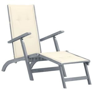 vidaXL Deck Chair Wooden Solid acacia wood, 100% polyester Large