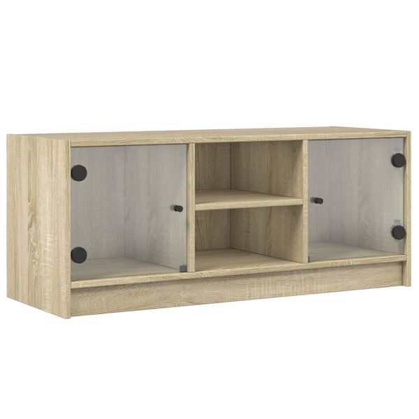 vidaXL TV Cabinet Sonoma oak Engineered wood, glass 40.2 x 14.6 x 16.5 in